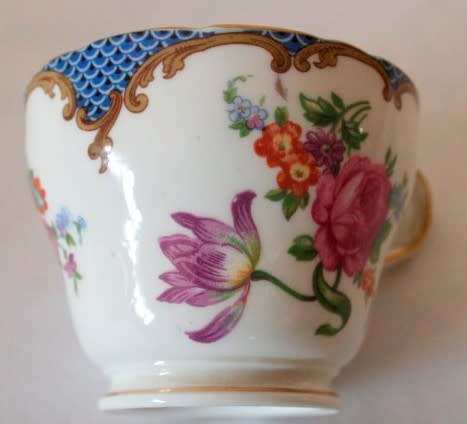 A beautiful vintage "Aynsley" fine bone china "Wilton Blue" pattern trio, gorgeous on display.