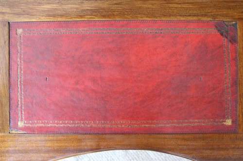 RARE antique Victorian (c1880) 4-drawer davenport (ship's captain desk) with a leather top
