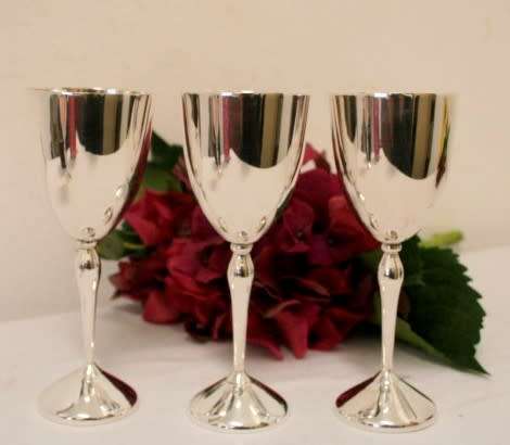 **RS17** Three beautiful silver plated goblets in stunning condition. One price for all