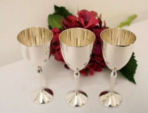 **RS17** Three beautiful silver plated goblets in stunning condition. One price for all