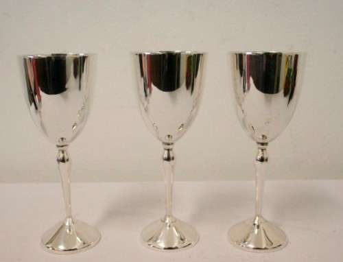 **RS17** Three beautiful silver plated goblets in stunning condition. One price for all