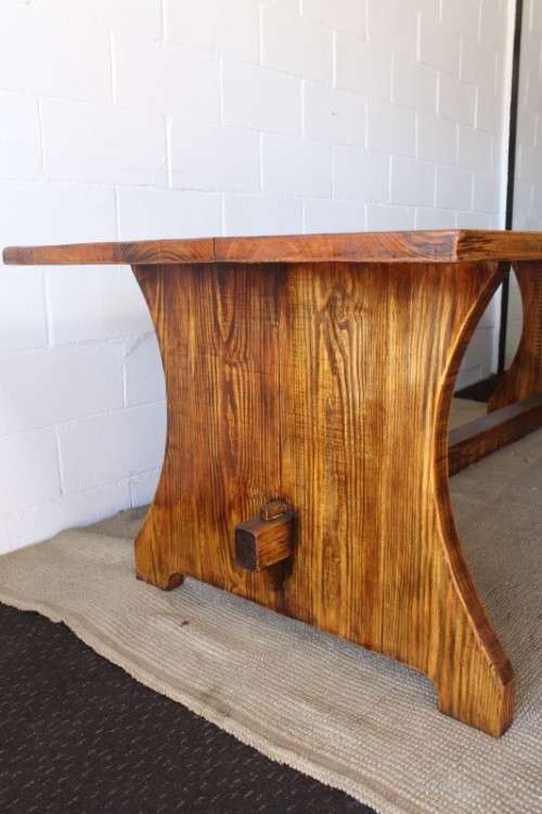 **RS17** A sturdy solid wooden (2.4m long) 8 to 10 seater dining/ patio table in great condition