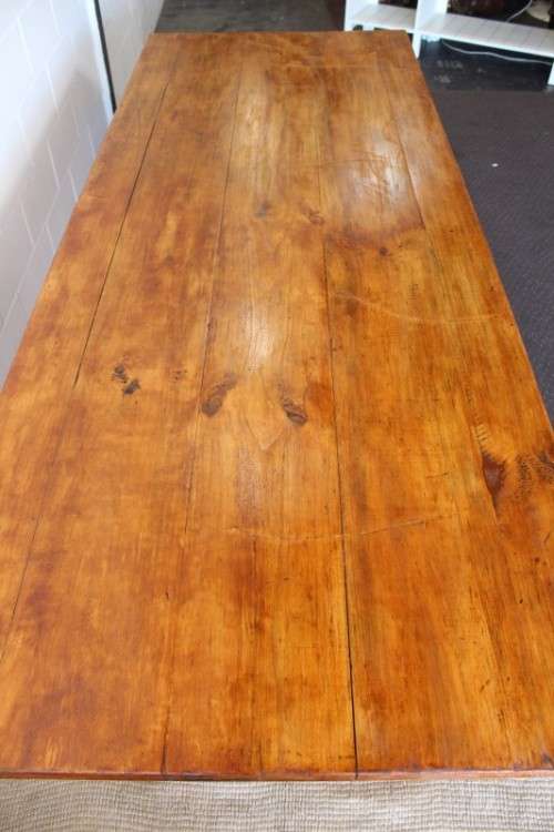 **RS17** A sturdy solid wooden (2.4m long) 8 to 10 seater dining/ patio table in great condition