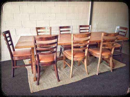 **RS17** A sturdy solid wooden (2.4m long) 8 to 10 seater dining/ patio table in great condition