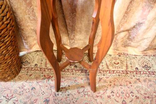 A superb vintage tall Imbuia planter stand with a brass-ring bowl in wonderful condition