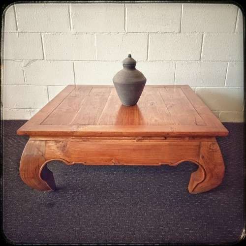 A superb & beautifully made vintage oriental Elm wood square centre coffee table in lovely condition