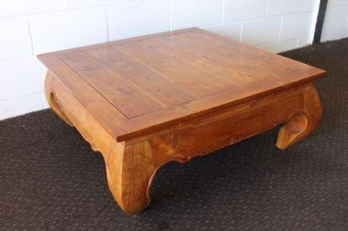 A superb & beautifully made vintage oriental Elm wood square centre coffee table in lovely condition