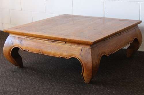 A superb & beautifully made vintage oriental Elm wood square centre coffee table in lovely condition