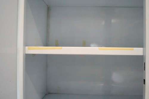 A fantastic large 6 door metal kitchen cabinet w/ loads of shelving space & a 2 door broom cupboard