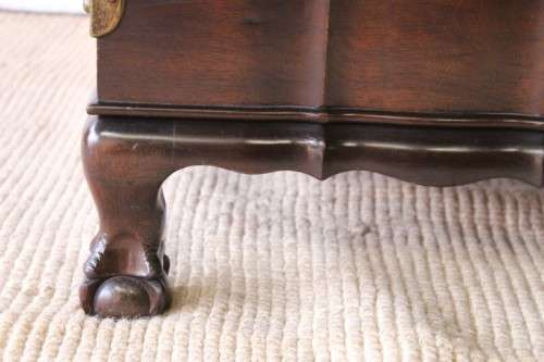 Gorgeous & solidly built solid stinkwood ball & claw kist w/ a smalls shelf & brass embellishments