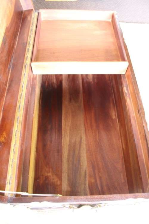 Gorgeous & solidly built solid stinkwood ball & claw kist w/ a smalls shelf & brass embellishments