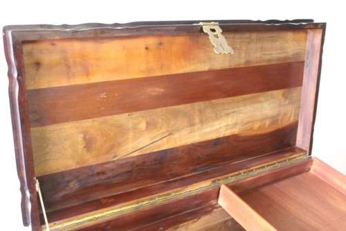Gorgeous & solidly built solid stinkwood ball & claw kist w/ a smalls shelf & brass embellishments
