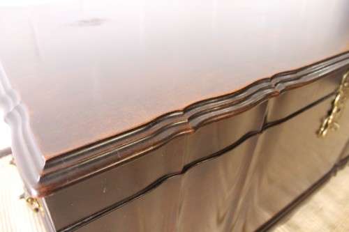 Gorgeous & solidly built solid stinkwood ball & claw kist w/ a smalls shelf & brass embellishments