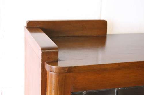 A stunning antique Art Deco 3-shelf lead-glass door front double door book case/ display cabinet