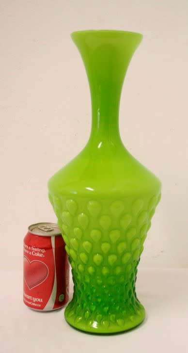 A superb vintage 1960s-70s Japanese made knobbled green "Dalek" vase.