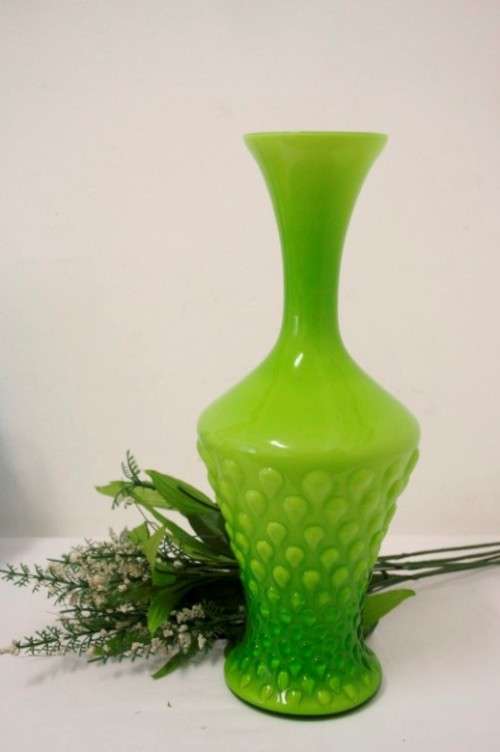 A superb vintage 1960s-70s Japanese made knobbled green "Dalek" vase.
