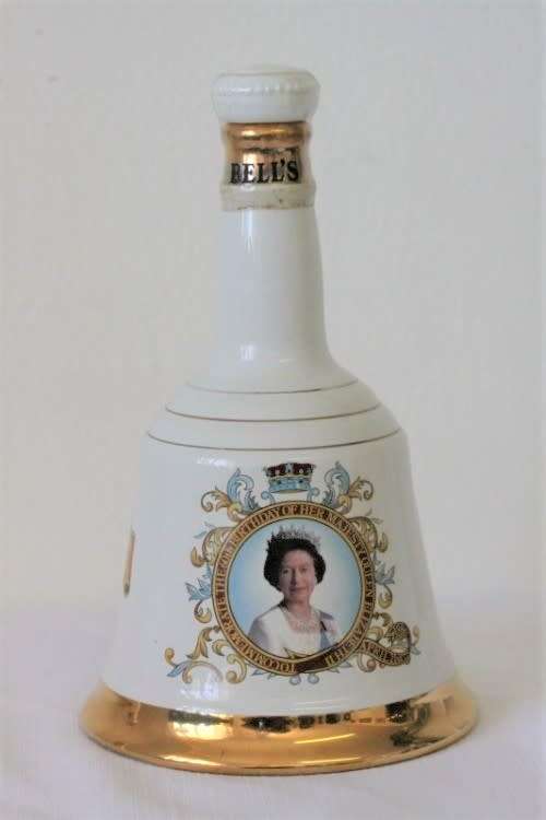 A rare "Bells Blended Scotch Whisky" Queen Elizabeth's 60th birthday commemorative decanter