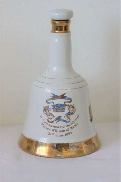 A rare full 1982 Bells Blended Scotch Whisky Birth of Prince William of Wales commemorative decanter