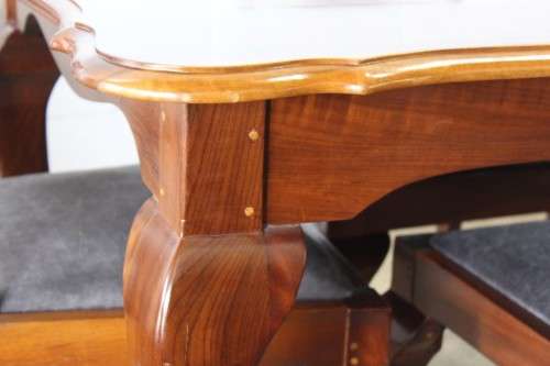 A wonderful vintage ball & claw dining room suite with 6x fabulous carved and upholstered chairs