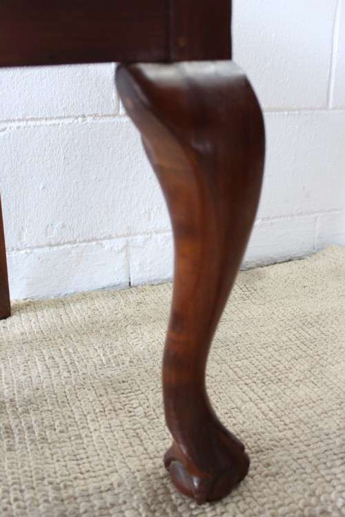A wonderful vintage ball & claw dining room suite with 6x fabulous carved and upholstered chairs
