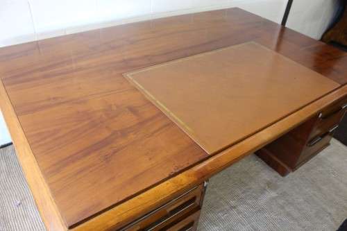 **RS17** A vintage large Yew wood executives office desk with a leather inlay top and ample space!!