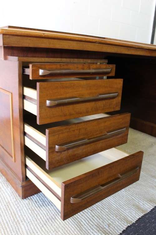 **RS17** A vintage large Yew wood executives office desk with a leather inlay top and ample space!!