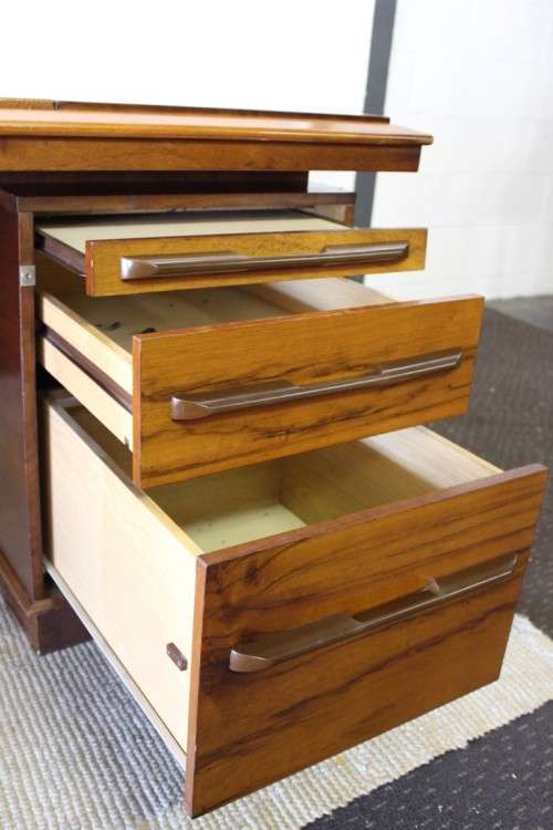 **RS17** A vintage large Yew wood executives office desk with a leather inlay top and ample space!!