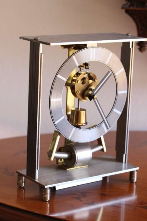A rare vintage West German made Kieninger & Obergfell electro-magnetic quartz table clock