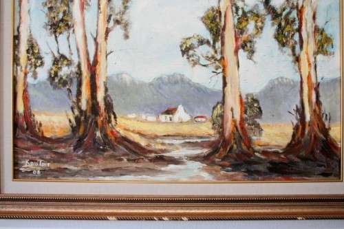 **RS17** A beautiful signed and framed "K Du Toit" oil painting of a scenic country home.