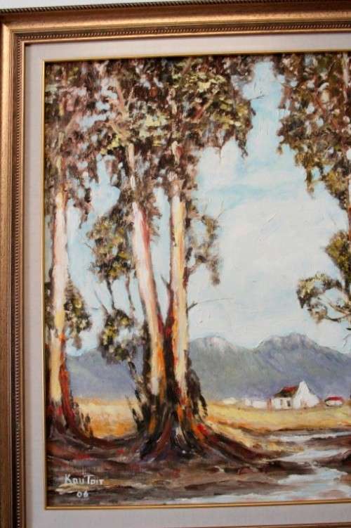 **RS17** A beautiful signed and framed "K Du Toit" oil painting of a scenic country home.