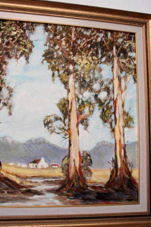 **RS17** A beautiful signed and framed "K Du Toit" oil painting of a scenic country home.