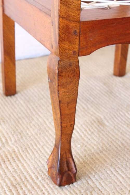 **RS17** A sturdy solid imbuia rope-riempie ball & claw occasional armchair in gorgeous condition