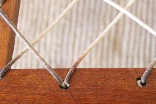 **RS17** A sturdy solid imbuia rope-riempie ball & claw occasional armchair in gorgeous condition