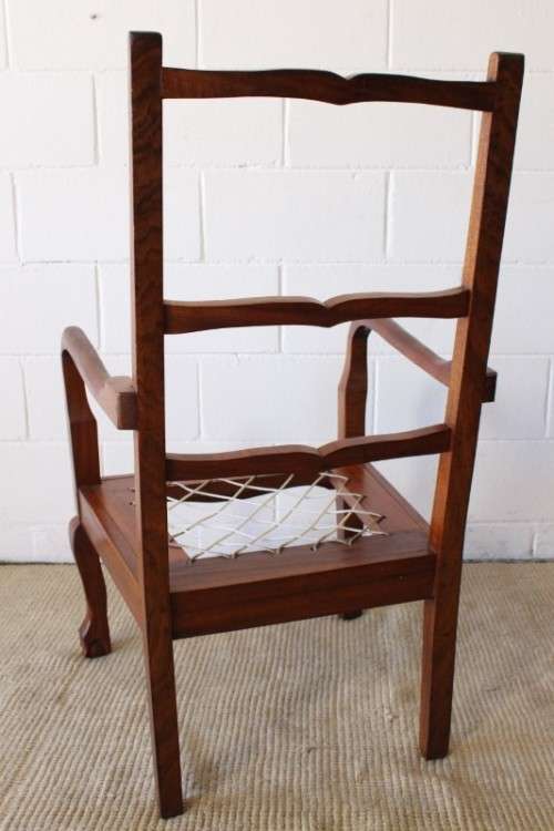 **RS17** A sturdy solid imbuia rope-riempie ball & claw occasional armchair in gorgeous condition