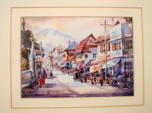 **RS17** 3 exquisite signed prints by Thanakorn Chaijinda of Thailand street scenes . Bid/ print.
