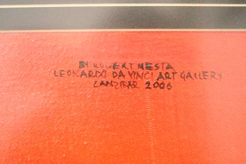 **RS17** A bright and colourful signed and framed "Robert Nesta" painting Zanzibar 2006 .