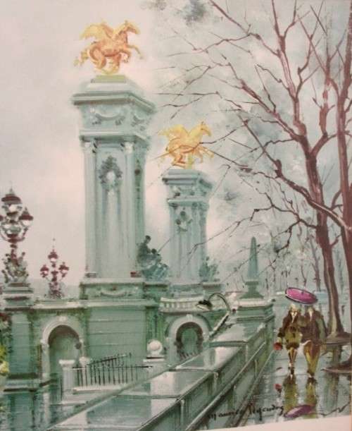 **RS17** A wonderful framed behind glass vintage Maurice Legendre "Pont Alexandre III" print.