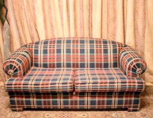 2 top quality (1.87cm long) colourful upholstered sofa couches in excellent condition - price/couch