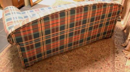 2 top quality (1.87cm long) colourful upholstered sofa couches in excellent condition - price/couch