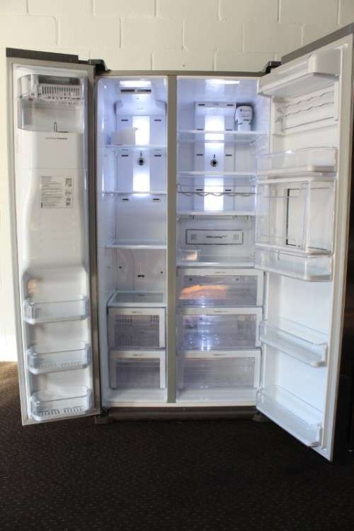 An awesome stainless steel Samsung (Model RSG5Furs) 760 litre side-by-side fridge-freezer