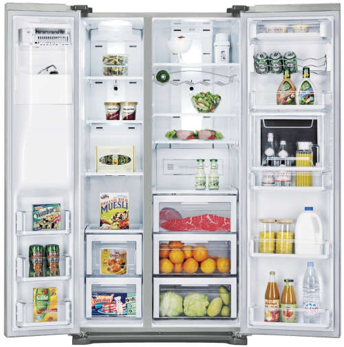 An awesome stainless steel Samsung (Model RSG5Furs) 760 litre side-by-side fridge-freezer
