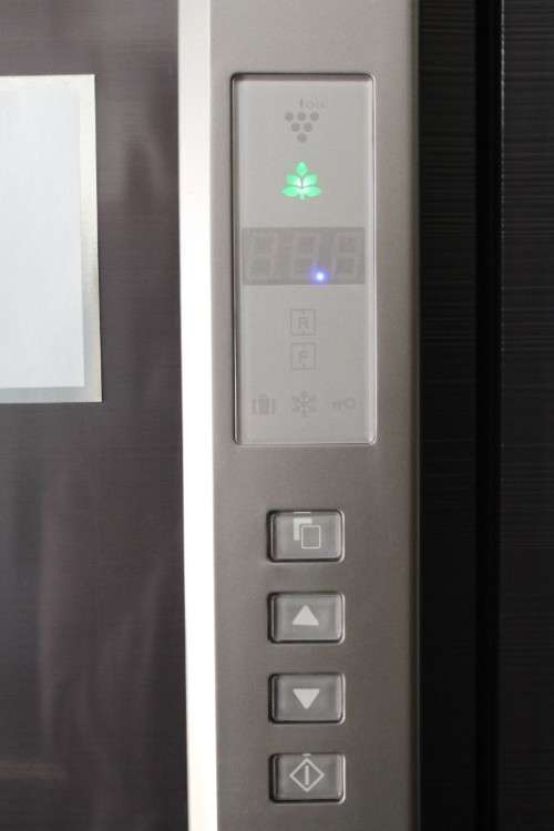 A fantastic silver front Sharp (Model SJ FP85V-BK5) 605 litre side-by-side fridge-freezer