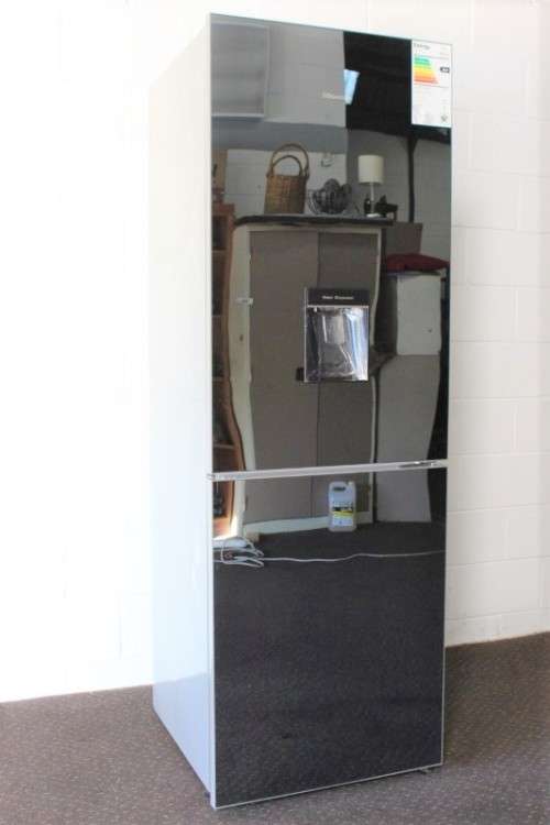 A style Hisense 323 litre mirror-front upright fridge-freezer combo with water dispenser
