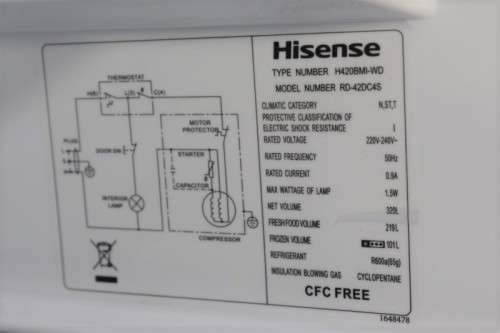 A style Hisense 323 litre mirror-front upright fridge-freezer combo with water dispenser