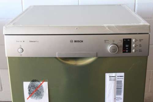 A stylish stainless steel (Silver Inox) Bosch "Serie|4" SilentPlus model: SMS43D08ZA dishwasher