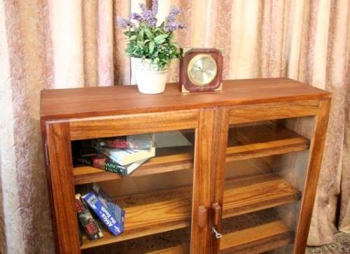 A wonderful Teak glass door bookcase with three shelves, stunning in a study, office!!