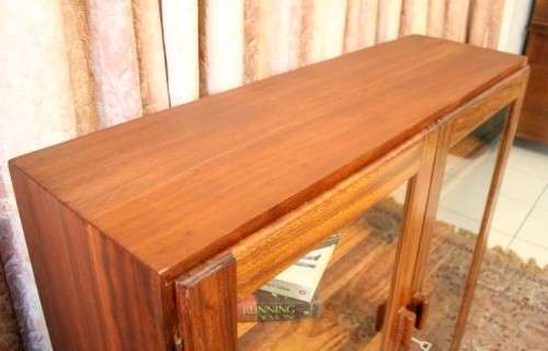 A wonderful Teak glass door bookcase with three shelves, stunning in a study, office!!