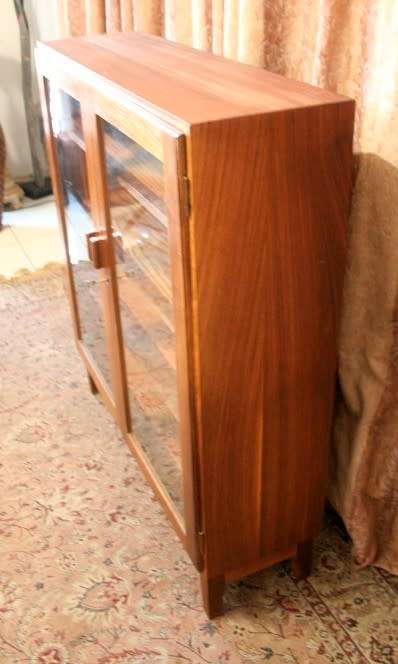 A wonderful Teak glass door bookcase with three shelves, stunning in a study, office!!
