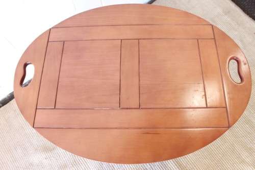 cherry wood coffee/ occasional table with turned legs and handle cut-outs on the side-Lifespace Sale
