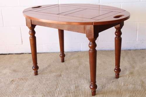 cherry wood coffee/ occasional table with turned legs and handle cut-outs on the side-Lifespace Sale